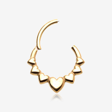 Detail View 1 of Golden Queen of Hearts Steel Seamless Clicker Hoop Ring